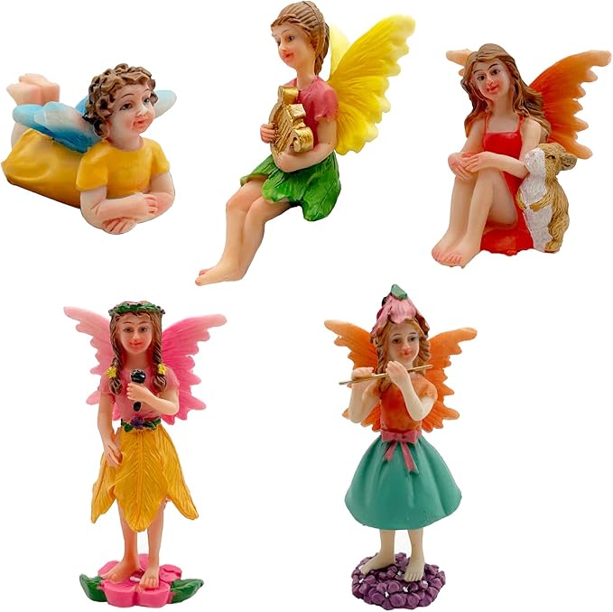 Fairies Set of 10 Pcs Miniature Garden Figurines - Outdoor Decor Art for Fall Winter, Outdoor Statue for Patio, Lawn, Yard Decoration