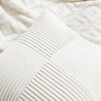 Fancy Homi 2 Packs Cream White Euro Decorative Throw Pillow Covers 28x28 Inch for Couch Bed Sofa, Farmhouse Boho Home Decor, Soft Corss Corduroy Patchwork Textured Square Cushion Case 71x71 cm