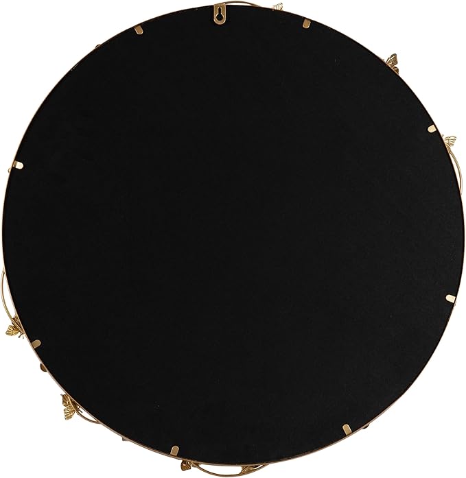 Kate and Laurel Rosella Modern Ornate Round Wall Mirror, 26 Inch Diameter, Gold, Circle Mirror with Floral Detailing for Use as Bathroom Mirror for Over Sink or Cute Nursery Mirror Decor