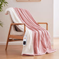 Sealy Electric Blanket Throw Size 50"*60",Super Cozy Flannel to Sherpa Reversible Heated Blanket Throw with 6 Heating Levels & 2-10 Hours Auto Off Overheating Protection Machine Washable,Pink