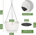 Dexceder 8.75 Inch Self Watering Hanging Planters Indoor Outdoor, Thickened Hanging Basket Flower Plant Pot (2 Pack, White)