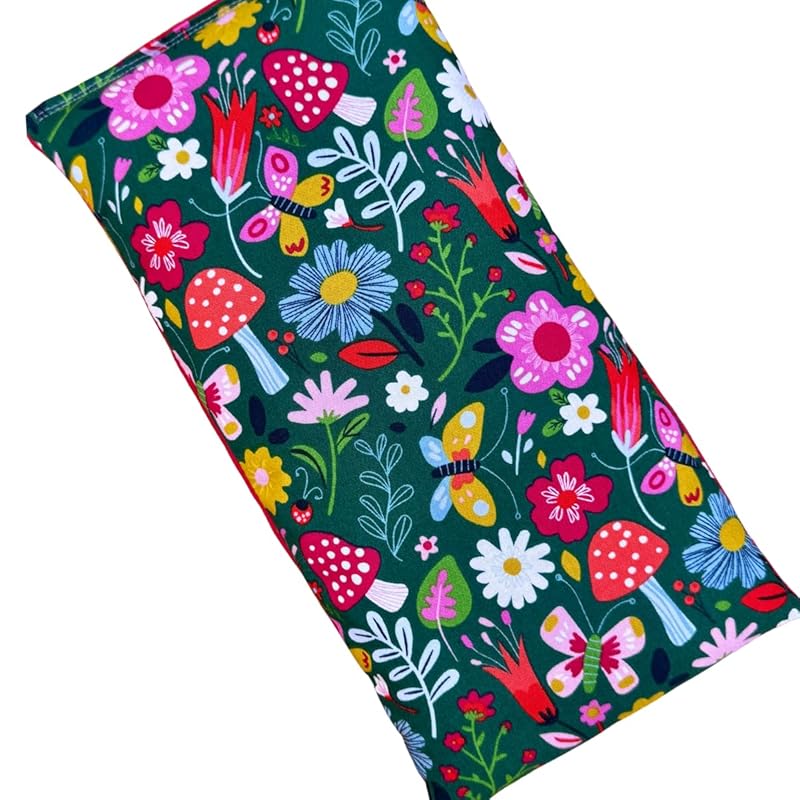 Large Microwave Heating Pad with Flax Seed, Scented or Unscented, Good For Back Pain or Cramps, Moist Heat Therapy or Ice Pack, Microwavable Bean Bag, 6" x 12" (Mushroom, Chamomile)