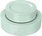 FLOWERCAT 60PCS Sage Green Plates - Heavy Duty Plastic Plates Disposable for Party/Easter - Include 30PCS 10.25inch Sage Green Dinner Plates and 30PCS 7.5inch Dessert Plates