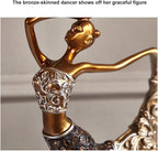 homary 3PCS Peacock Dancer Figurines Statue Vintage Romantic Resin Sculpture Set Decorative Ornaments for Office Desktop Bookshelf Decor, Gold