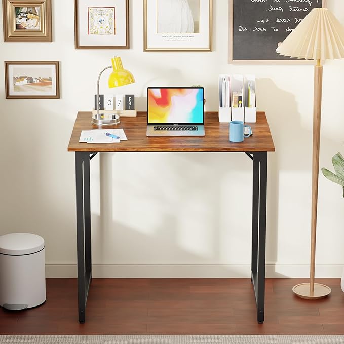 PayLessHere | 32 Inch Computer Desk | Vintage | Office Desk with Metal Frame, Adjustable Feet | Water-Resistant, Scratchproof Surface | Sturdy Writing Table for Home Office or Study | Pack of 1