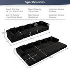 Modular Sectional Loveseat Sofa Cloud Boneless Couch, Modern Sleeper Sofa for Customizable Living Spaces, Cozy Modular Couch for Indoor Room, No Assembly Required, Black