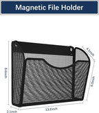 1-Tier Magnetic File Holder - No Drilling Installation File Organizer, Large Capacity Magnetic File Holder for Refrigerator, File Cabinets, Whiteboard, Office, Kitchen