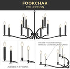 Black Living Room Chandelier 12 Light Hight Ceiling Foyer Candle Chandelier Large Dining Room Light Fixture Over Table 44in Metal Modern Chandeliers Hanging Light for Entry Master Bedroom