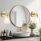 Hamilyeah Gold Wall Sconces Set of 2, Bathroom Sconce Lighting Fixtures, Modern Industrial Sconces Wall Lighting Indoor, Brass Wall Lamps for Bedroom Living Room Kitchen Over Sink Hallway