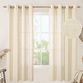 LAMIT Beige 72 inch Linen Curtains 2 Panels Set for Living Room, Soft Thick Linen Semi Sheer Light Reducing Bronze Grommet Window Treatments Neutral Drapes for Bedroom, 52 x 72 Inch
