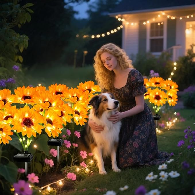 Solar Sunflower Lights 6 Pack with 36 Sunflower Solar Lights Outdoor Garden Decor Birthday Gift for Mom Women Grandma,Waterproof Solar Flower Garden Stake Lights for Yard Landscape Patio Lawn Pathway