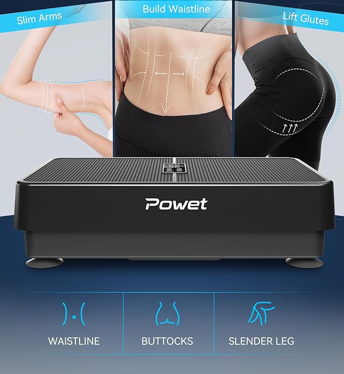 POWET Vibration Plate Exercise Machine, 99 Speed Levels with 5 Setting Modes, 400LBS Whole Body Workout Waver Vibration Plate for Lymphatic Drainage