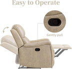 EBELLO Recliner Chair, Single Overstuffed Sofa Recliner, Breathable Faux Leather Manual Reclining Chairs with Hidden Cup Holder, Arm and Back for Adults, Living Room, Bedroom, Beige