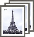 VCK 22x28 Frame Set of 3, Gray Solid Wood Poster Picture Frame, Exclusive Wood Grain, Wall Gallery Frame