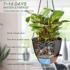 Hanging Planters for Indoor Outdoor Plants, 2 Pack Self Watering Hanging Pot with Drainage Holes & Removable Tray (Black, 8'')