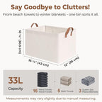 StorageWorks Storage Bins, Shelves Baskets for Organizing, Large Fabric Closet Organizers with Handles, Metal Frame, Natural Color, 2-Pack