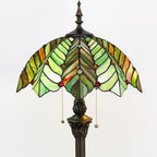 Tiffany Floor Lamp Stained Glass Lamp Standing Reading Light 16x16x70 Inch for Living Room (Amber Green Beach Coconut Tree Style)