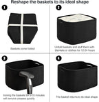 Large Storage Baskets for Organizing Shelves, Woven Cotton Rope Bins for Baby Nursery Organization, Book Toy Towel Organizer, 17"x13"x9.5", 3 Packs, Black