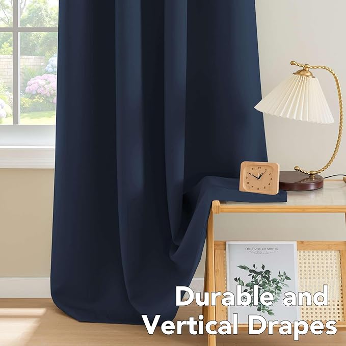 H.VERSAILTEX Premium Blackout Navy Curtains Thermal Insulated Home Fashion Window/Door Panel Drapes for Living Room,Antique Grommets,52" W x 84" L - Set of 2