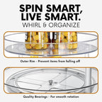 Clear Lazy Susan Organizer, Spice Rack Kitchen Cabinet Turntable, Pantry and Fridge Rotating Storage, Makeup Vanity for Skincare, Perfume, Cosmetic Dresser
