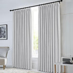 Macochico Pinch Pleated Blackout Curtains 102 Inches Long 100% Blackout Natural Linen Drapes for Bedroom Living Room Windows Farmhouse Burlap Curtains with Tieback 52”Wx102”L Silver Grey 1 Panel