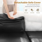 Faux Leather Oversized Accent Chair with Storage Deep Seat Single Sofa Large Reading Armchair for Living Room Bedroom Office Black Set of 2