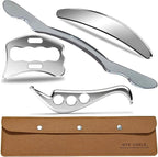 Professional Muscle Scraper Tool Set, Stainless Steel IASTM Tools with Case, 4-Piece Scraping Tool Physical Therapy Massage Set