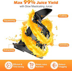 Juicer Machines with 5.4" Large Feed Chute, 400W Cold Press Juicer for Whole Vegetables and Fruits, Slow Masticating juicer Easy to Clean Juice Extractor Machine High Juice Yield(Titanium Gray)