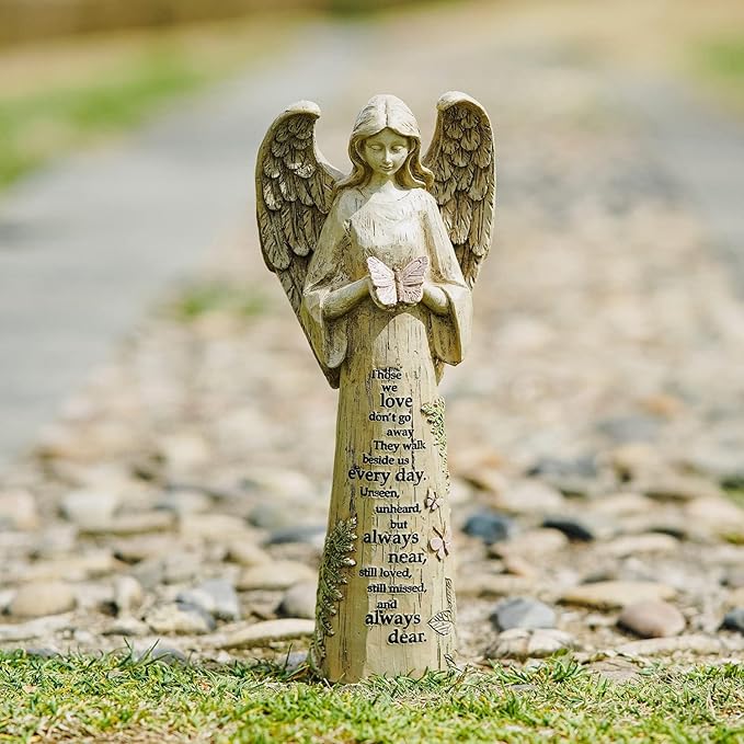 Topadorn Garden Statuary Outdoor Praying Angel Resin Figurines,Collectible Sculptures,10" H