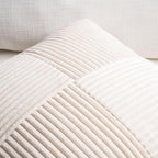 Fancy Homi Set of 2 Cream Boho Long Lumbar Body Decorative Throw Pillow Cover 14x36 Inch for Bed Couch Bedroom Bench, Soft Patchwork Corduroy Textured Pillow Case, Rustic Farmhouse Room Décor