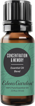 Edens Garden Concentration & Memory Essential Oil Blend- 100% Pure Premium Grade, Undiluted, Natural, Therapeutic, Aromatherapy, The Best for Diffusing, Kid Safe, Humidifiers, Skin 10 ml (.33 fl oz)