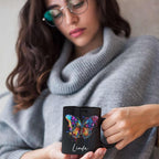 Customized Butterfly Mug, Themed Coffee Cup, Gift For Men Women, Personalized Name Butterfly Black Mug, Ceramic Cup 11oz 15oz, Lover Mug