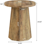 Tribesigns Round Pedestal End Table, Farmhouse Couch Side Table with Octagonal Base, Nightstand Accent Wooden Drink Stand (2, Rustic Brown)