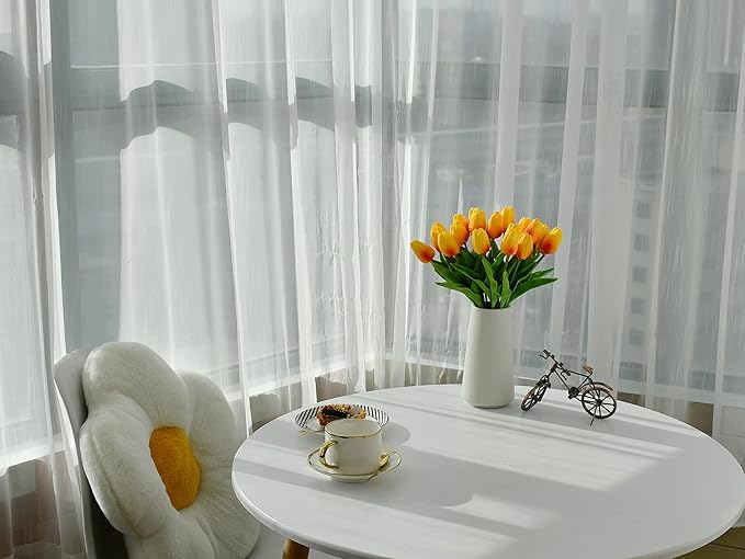 Mandy's Artificial Tulips 20 Stems Sunset PU Faux Flowers for Wedding Home Decor 13.5 Inch
