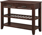 Solid Wood Console Table Sofa Tables with Drawers and Shelves Small Entryway Table for Living Room,Decorative,Foyer(42" Espresso)