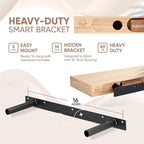 Homeforia 24inch Walnut Floating Shelves for Wall, High End Solid Real Wood 24in Floating Shelf for Bathroom, Dark Brown 24 inch Long Floating Shelves, Heavy Duty Bracket, 24 X 6.5 X 1.75 in, Set of 2