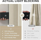 Joydeco Pinch Pleated Linen Curtains Darkening Drapes for Bedroom, 100% Blackout Drapes 96 inches Long 2 Panels Heat Blocking Curtains(Bleached Sand,40'' Wx96'' L)