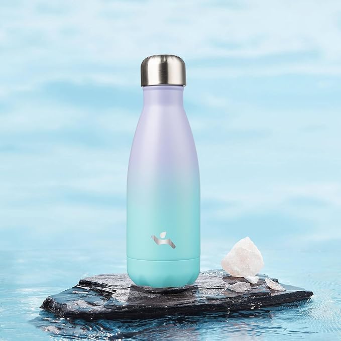 Insulated Water Bottles,12 oz Double Wall Stainless Steel Vacumm Metal Flask for Sports Travel,Lavender Green