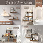BAYKA Floating Shelves for Wall, Book Shelf for Bedroom, Wall Decor Shelves for Living Room Kitchen, Mounted Wood Floating Shelf for Home Decor, Corner Shelf for Bathroom, Office(Set of 3)