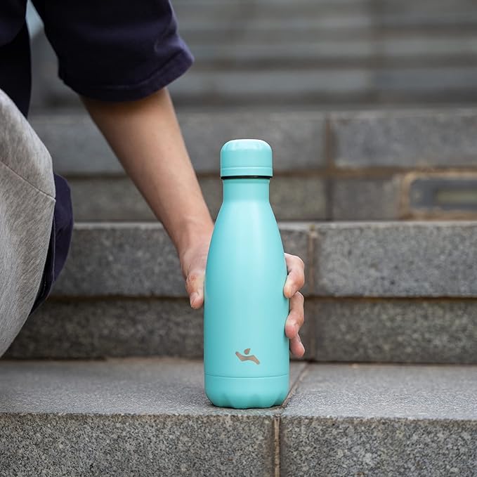 Insulated Water Bottles,12 oz Double Wall Stainless Steel Vacumm Metal Flask for Sports Travel,Turquoise