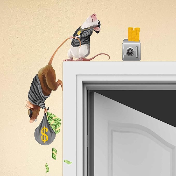 Mouse Reading Book, Wall Decor Sticker Decal, Kids Room, Classroom, Home, Bedroom, Bookcase, Book Lover, of Mice and Men, Children, Adorable, (Mice Burglars)