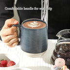 Hasense Coffee Cups Ceramic, Coffee Mugs with Handles Set of 4, 15 oz Tea Cups for Home and Office, Stylish Colorblocking Mugs for Coffee, Tea, Latte, Hot Chocolate, Christmas Cups Gift, Deep Blue