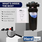 Hardless NG4L Whole House Water Filter- Salt-Free Softening Device - Reduces Limescale, Sediment & More - Compact, Easy to Install- Comes w/ 3/4" Inlet/Outlet - Filtration System for Extra Hard Water