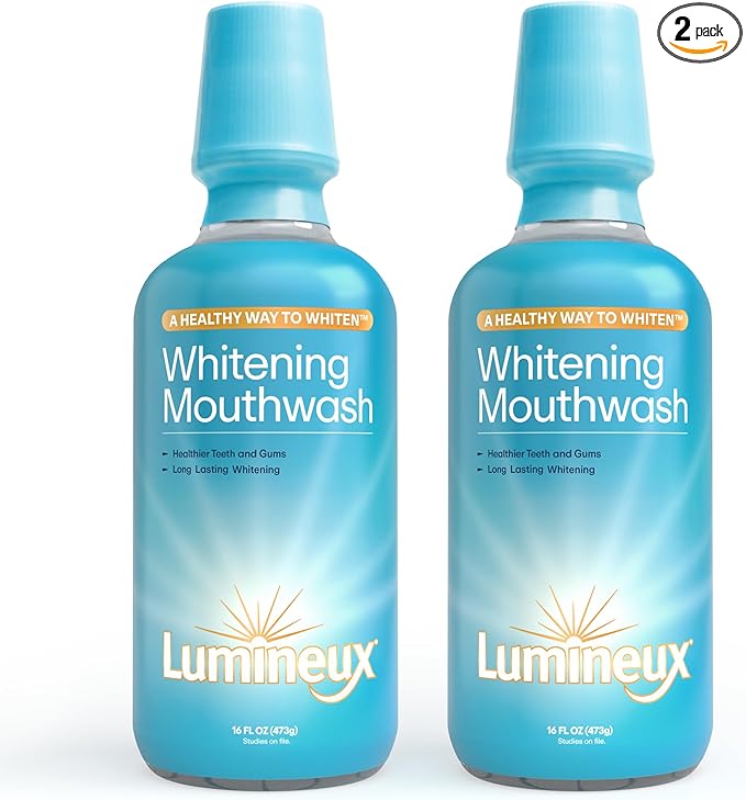 Lumineux Teeth Whitening Mouthwash, 16 Oz. 2 Pack - Peroxide Free - Whitening Without The Sensitivity - NO Alcohol, Fluoride & SLS Free