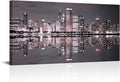 Conipit Chicago Wall Art Chicago Skyline Artwork City Night Downtown Picture Cityscape Painting Framed for Bedroom Home Office Decor 24"x48"