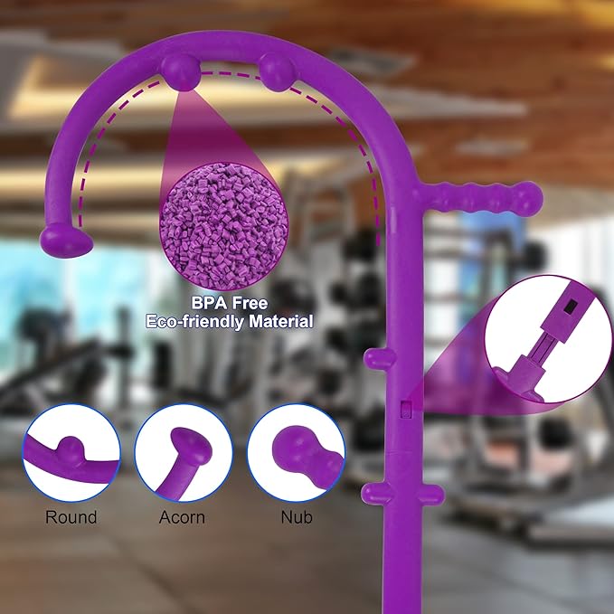 Massage Trigger Point Cane, Muscle Release Tool Self Massage Hook Cane, Handheld Back, Neck, Shoulder, Leg and Feet Massager Rod, Body Deep Tissue for Men & Women, Purple