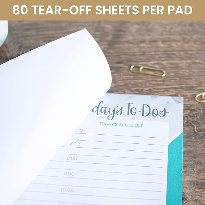 bloom daily planners Undated Daily Timed to-Do List Pad - Tear Off Planning Sheets - 6" x 9" - Color Blocking Marble