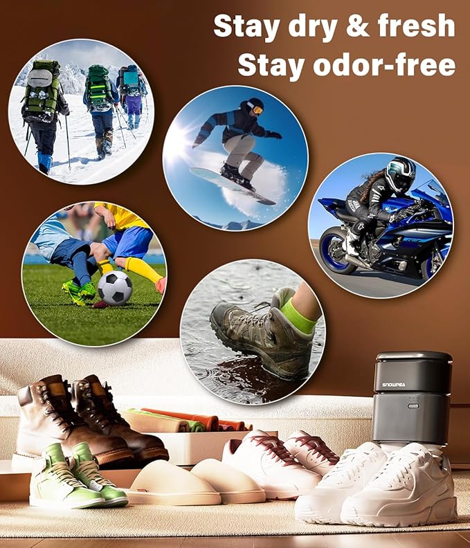 Snowpea Shoe Dryer with Heat Blower Ski Boots Dryer with Fan Heater Snow Boots Dryer Sneaker Dryer for Work Boots with 3/6/9 Hours Timer