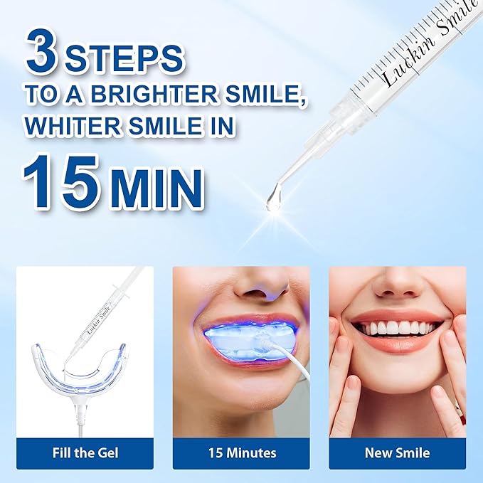 LUCKIN SMILE 10*3ML Teeth Whitening Gel Refill with 22% Carbamide Peroxide Suitable for Sensitive Teeth Whitening, 60 Whitening Treatments, Teeth Whiteners Used in Conjunction with Teeth Whitening Kit