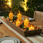 Homemory Acrylic Flameless Candles with Embedded Star String Fairy Lights, Battery Operated Candle, LED Candles, Fake Candles with Remote Control and Timer for Halloween, Amber, Set of 5(H4"5"6"8"8")